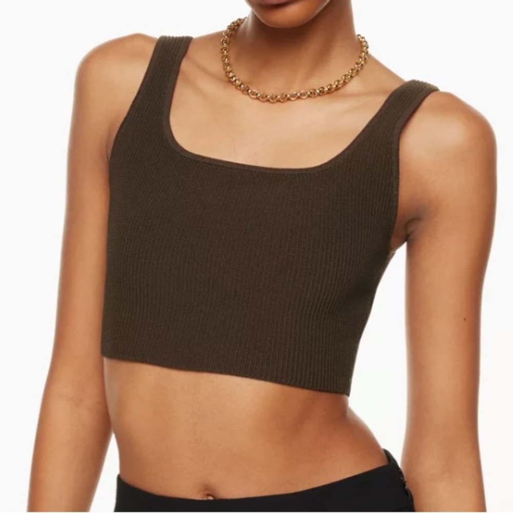 Aritzia color coffee bean Sculpt Knit Squareneck Cropped Tank